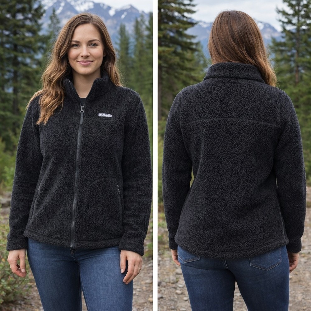 Columbia Rugged Ridge II Sherpa‎ Fleece Jacket Women's Large Black Full Zip